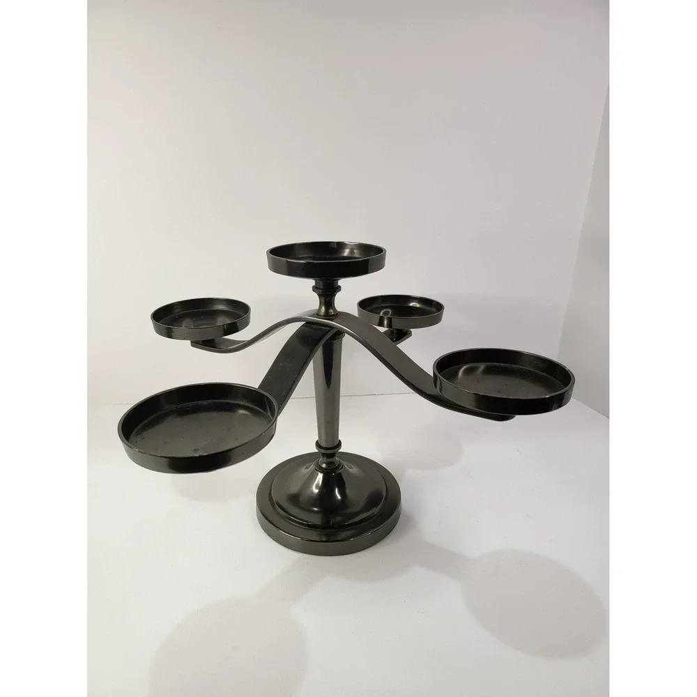 Brass Gunmetal Candelabra 5 Light Taper Pillar Candle Holder Centerpiece India